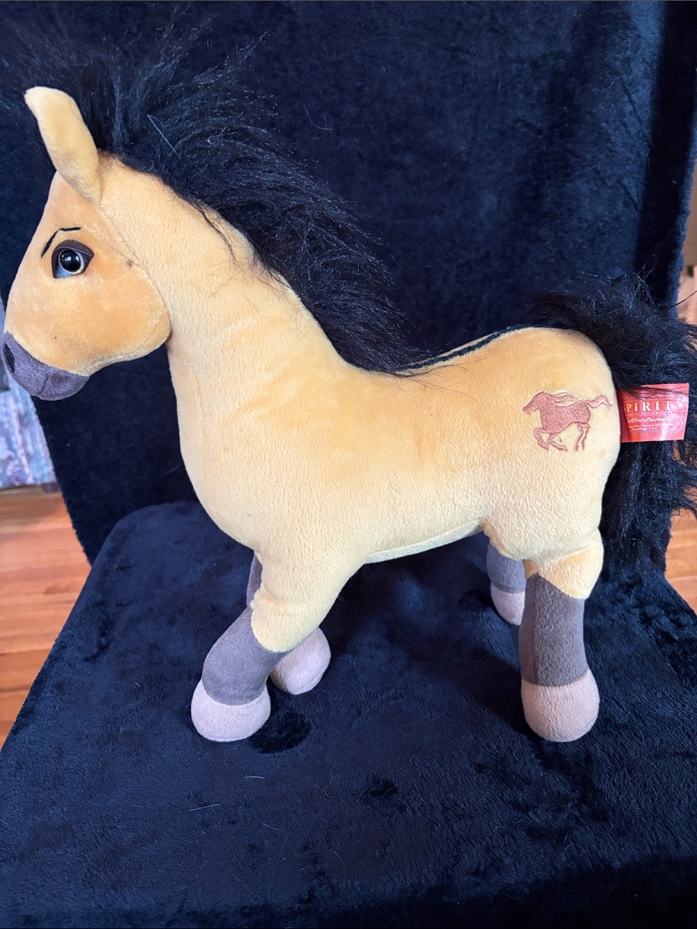 Plush Horse Toy in Tan and Black - Soft Stuffed Animal- Dreamworks